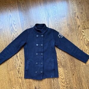 Navy Holebrook Double-Breasted Women's Thick Cotton Cardigan Sweater Jacket